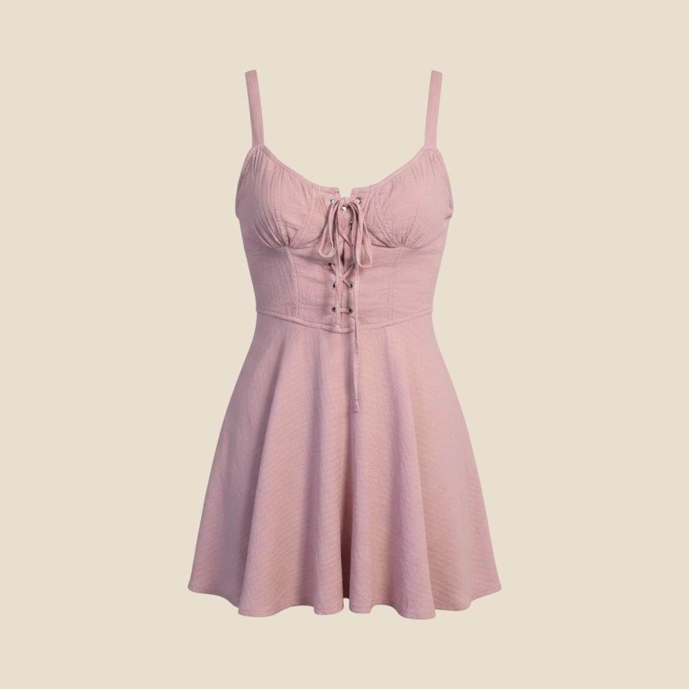 Intimately Free People Babydoll Top Women XS Pink Lace Up Corset Boho Fairycore